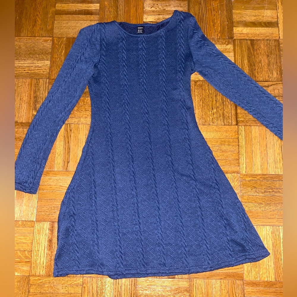 Blue sweater dress